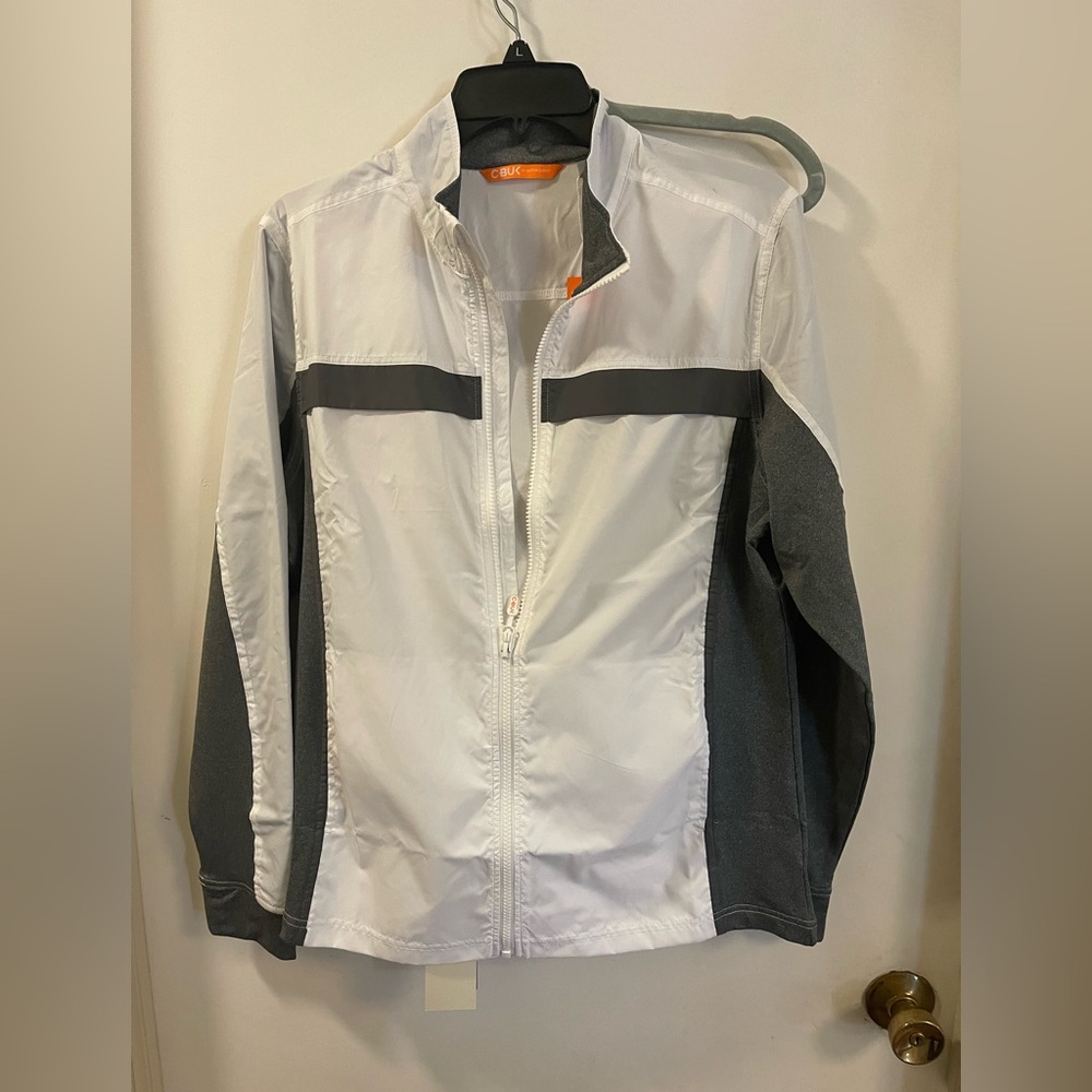 Cutter & Buck White and Gray Zip-Up sports jacket